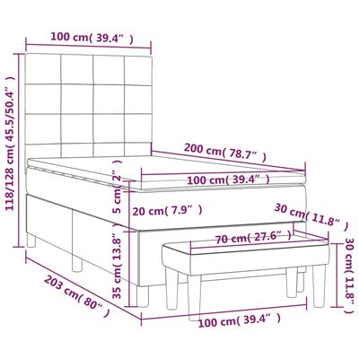 vidaXL Sommier à lattes de lit avec matelas Rose 100x200 cm Velours