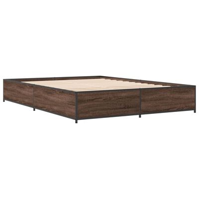 vidaXL Cadre de lit chêne marron 140x200 cm bois d'ingénierie et métal