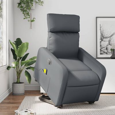 vidaXL Fauteuil inclinable de massage électrique gris similicuir