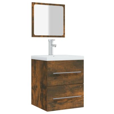 vidaXL Armoire de salle de bain avec miroir Chêne fumé 41x38,5x48 cm