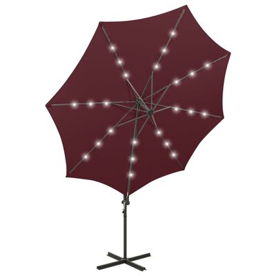 vidaXL Parasol de jardin en porte-à-faux avec mât et lumières LED