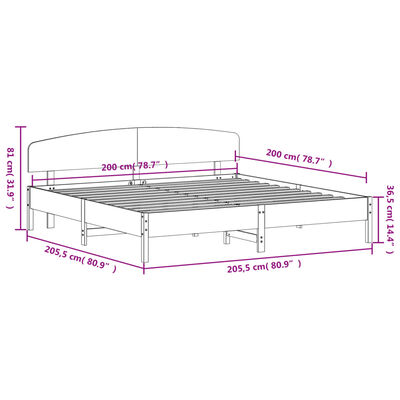 vidaXL Cadre de lit sans matelas 200x200 cm bois massif de pin