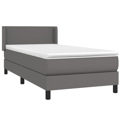 vidaXL Sommier à lattes de lit avec matelas Gris 90x200 cm Similicuir