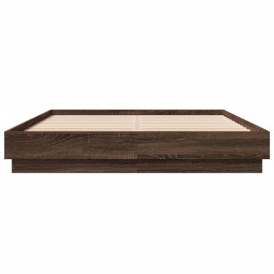 vidaXL Cadre de lit avec LED sans matelas chêne marron 140x200 cm