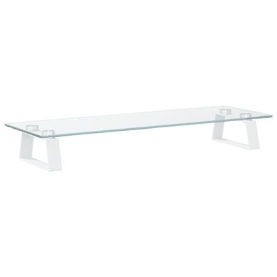 vidaXL Support de moniteur blanc 60x20x8 cm verre trempé et métal