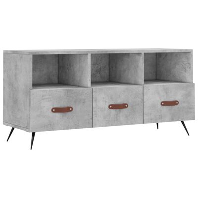 vidaXL Meuble TV gris béton 102x36x50 cm bois d'ingénierie