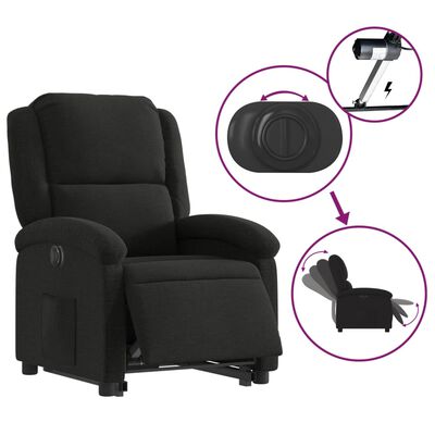 vidaXL Fauteuil inclinable électrique noir tissu