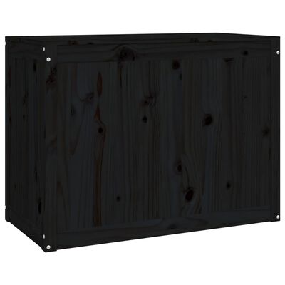 vidaXL Boîte à linge Noir 88,5x44x66 cm Bois massif de pin