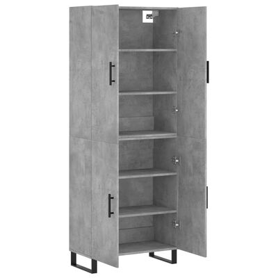 vidaXL Buffet haut Gris béton 69,5x34x180 cm Bois d'ingénierie