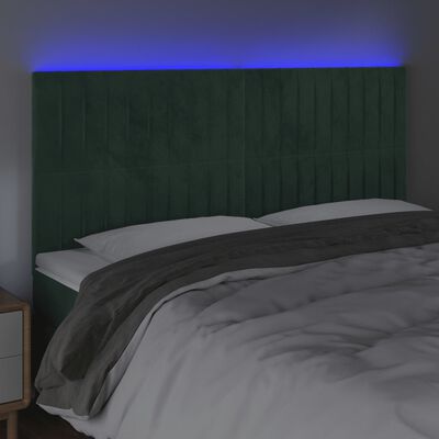 vidaXL Tête de lit à LED Vert foncé 180x5x118/128 cm Velours