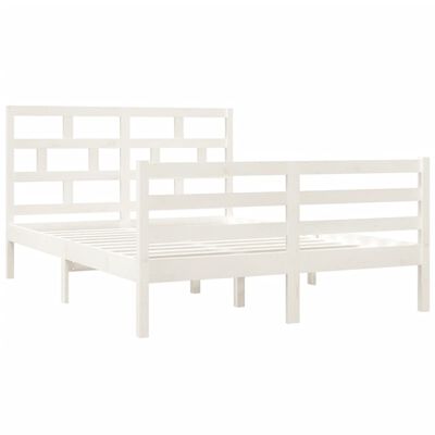 vidaXL Cadre de lit Blanc 135x190 cm Double Bois massif