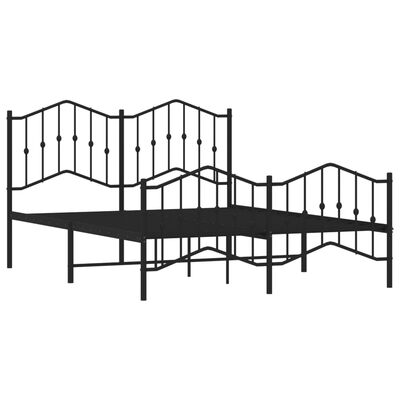 vidaXL Cadre de lit métal sans matelas avec pied de lit noir 150x200cm