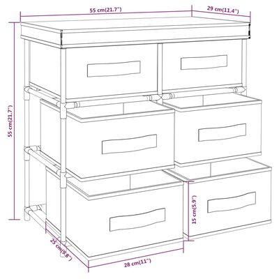 vidaXL Armoire de rangement avec 6 tiroirs 55x29x55 cm Noir Acier