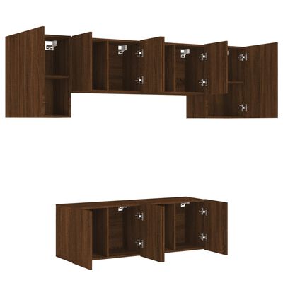 vidaXL Unités murales TV 6 pcs chêne marron bois d'ingénierie