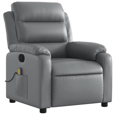 vidaXL Fauteuil de massage inclinable Gris Similicuir