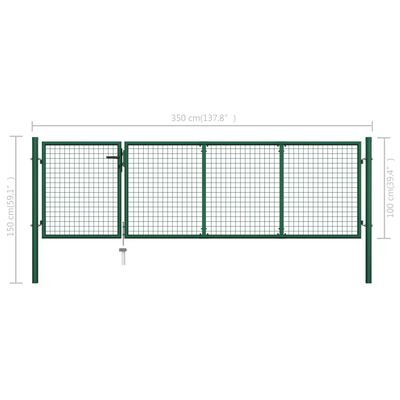 vidaXL Portillon Acier 350x100 cm Vert