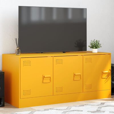 vidaXL Meuble TV jaune moutarde 99x39x44 cm acier