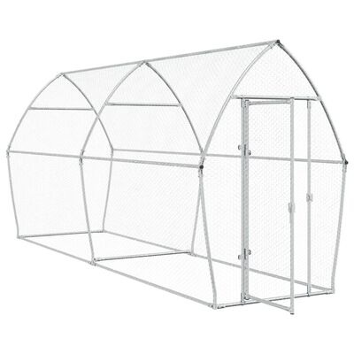 vidaXL Cage pour poules argenté 400x105x182 cm acier galvanisé