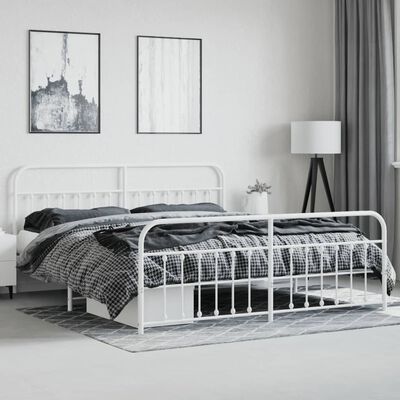 vidaXL Cadre de lit métal sans matelas et pied de lit blanc 200x200 cm