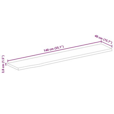 vidaXL Dessus de table à bord vivant 140x40x3,8cm bois massif manguier