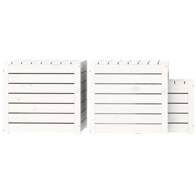 vidaXL Ensemble de boîtes de jardin 3 pcs blanc bois de pin massif