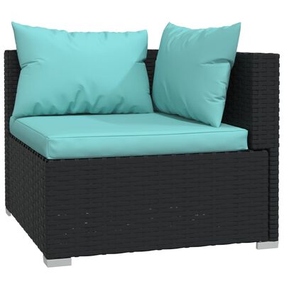 vidaXL Salon de jardin 6 pcs avec coussins résine tressée noir