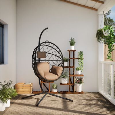 vidaXL Chaise suspendue en forme d'œuf et support taupe rotin et acier