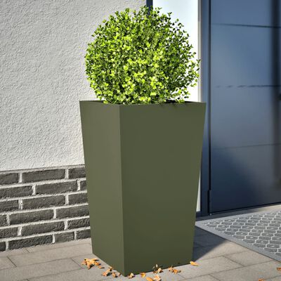 vidaXL Jardinières 2 pcs vert olive 45x45x75 cm acier