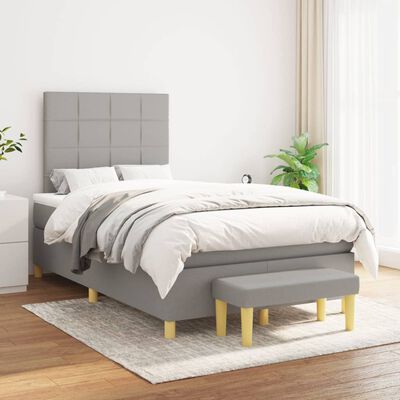 vidaXL Sommier à lattes de lit avec matelas Gris clair 120x200cm Tissu