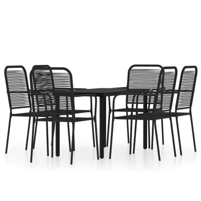 vidaXL Ensemble à manger de jardin 7 pcs Noir