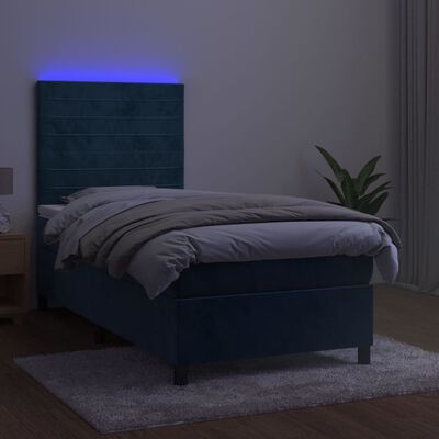 vidaXL Sommier à lattes de lit matelas LED Bleu foncé 80x200cm Velours