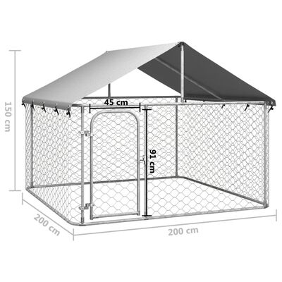 Chenil extérieur chien - cage chien - enclos chien - toile toit imperméable  anti-UV, 2 portes verrouillables - acier noir PE gris - Niches cages  chenils et parcs - Achat & prix