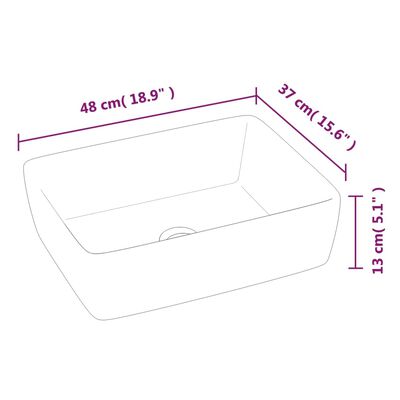 vidaXL Lavabo blanc 48x37x13 cm céramique rectangle