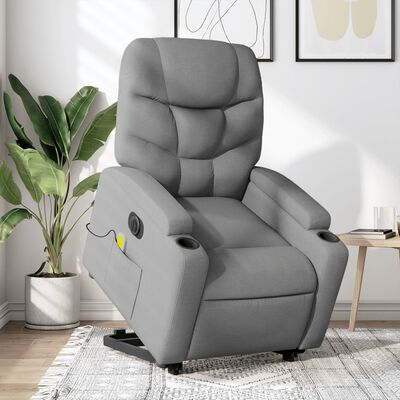 vidaXL Fauteuil inclinable de massage électrique Gris clair Tissu