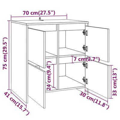 vidaXL Buffets 2 pcs Chêne Sonoma 70x41x75 cm Bois d'ingénierie