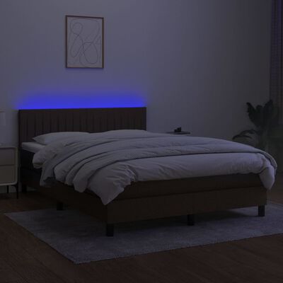 vidaXL Sommier à lattes de lit matelas et LED Marron foncé 140x190 cm