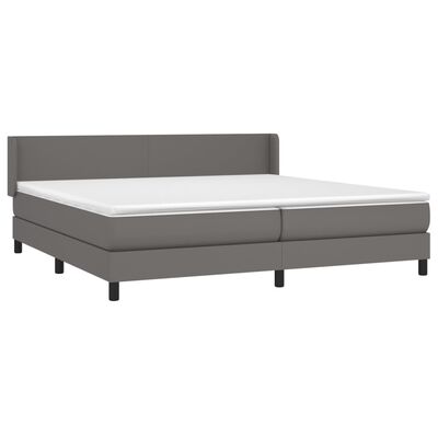 vidaXL Sommier à lattes de lit avec matelas Gris 200x200 cm Similicuir