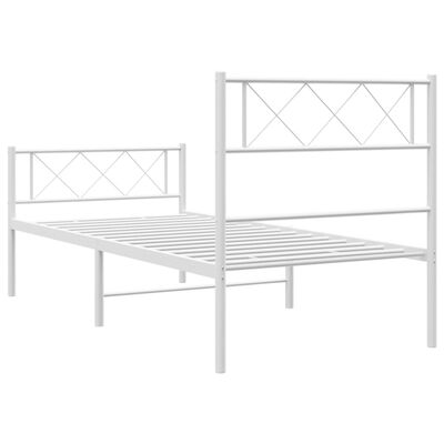 vidaXL Cadre de lit métal sans matelas avec pied de lit blanc 90x190cm