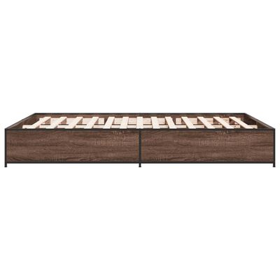 vidaXL Cadre de lit chêne marron 150x200 cm bois d'ingénierie et métal