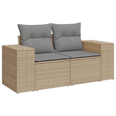 vidaXL Canapé de jardin avec coussins 2 places beige résine tressée