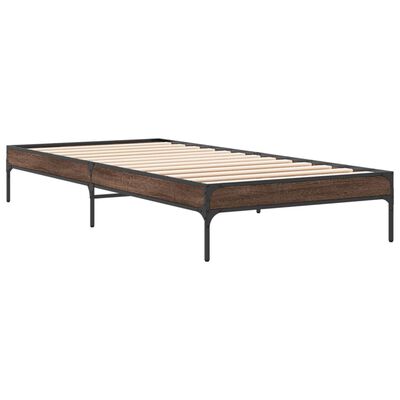 vidaXL Cadre de lit chêne marron 90x190 cm bois d'ingénierie et métal