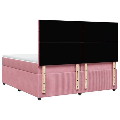 vidaXL Sommier à lattes de lit avec matelas Rose 200x200 cm Velours