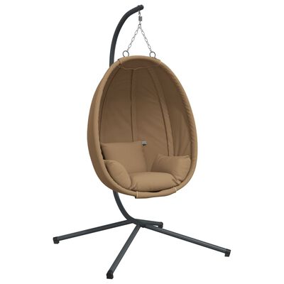 vidaXL Chaise suspendue en forme d'œuf et support taupe tissu et acier