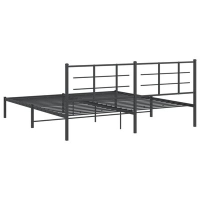 vidaXL Cadre de lit métal sans matelas avec tête de lit noir 200x200cm