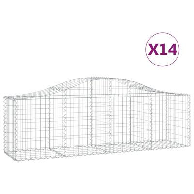 vidaXL Paniers à gabions arqués 14 pcs 200x50x60/80 cm fer galvanisé