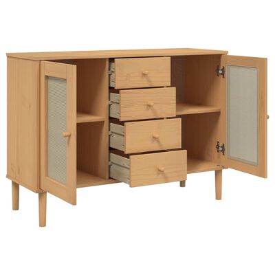 vidaXL Buffet SENJA aspect rotin marron 112x40x80cm bois massif de pin