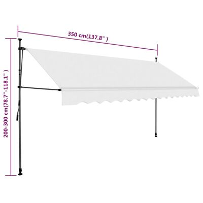 vidaXL Auvent manuel rétractable avec LED 350 cm Crème