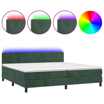 vidaXL Sommier à lattes de lit avec matelas LED Vert foncé 200x200 cm