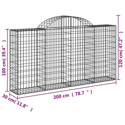 vidaXL Paniers à gabions arqués 25 pcs 200x30x100/120 cm Fer galvanisé