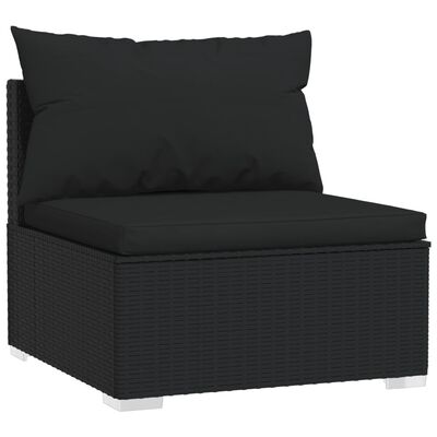 vidaXL Salon de jardin 11 pcs avec coussins Noir Résine tressée